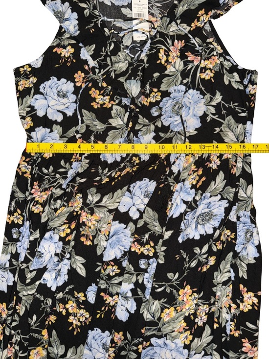 American Eagle Outfitters Black Maxi Dress with Blue and Yellow Floral Print - Picture 11 of 12